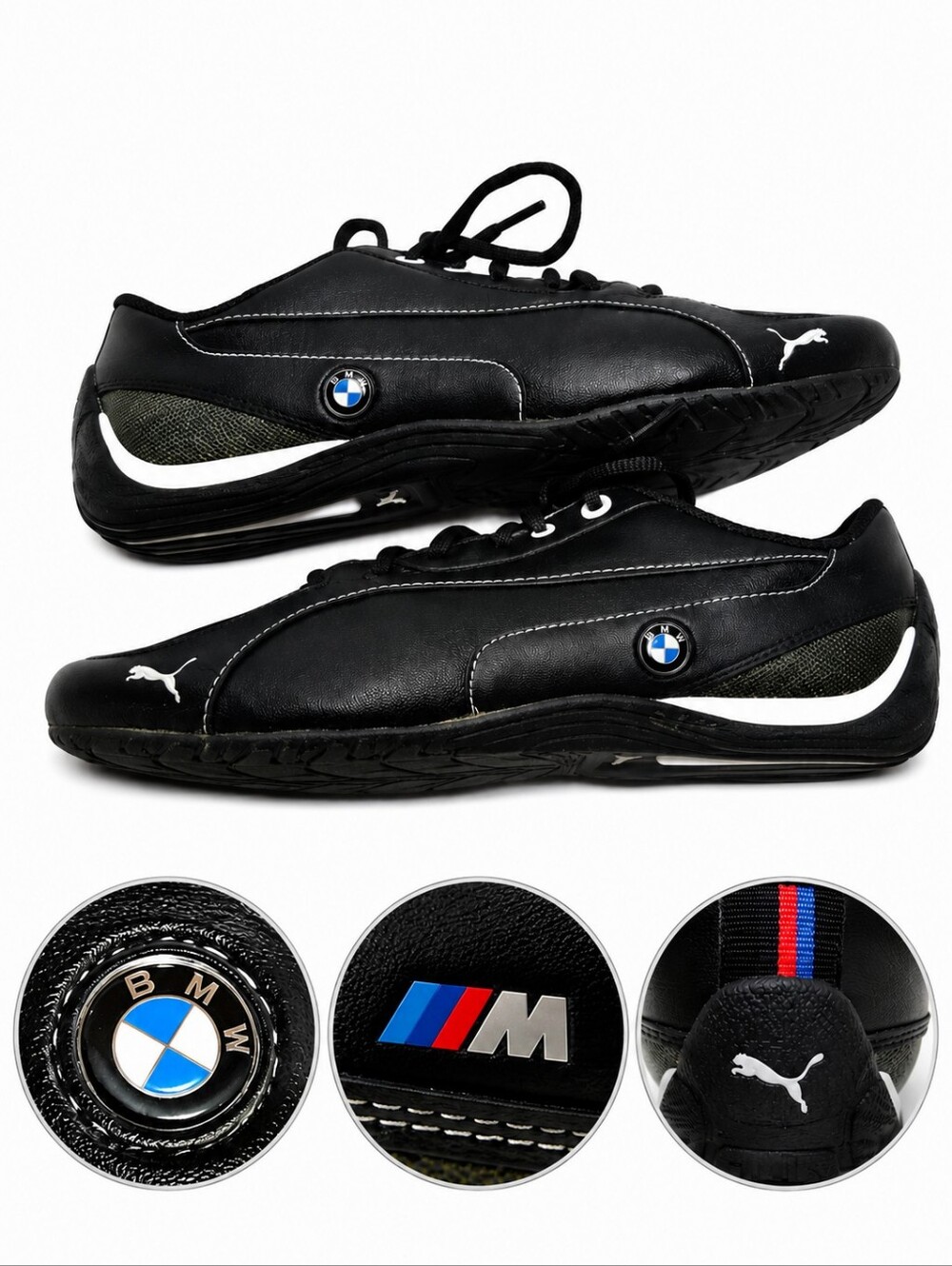 Puma BMW Motorsport Drift Cat 5 Driving Shoes Black Leather Men's 8 Sneakers